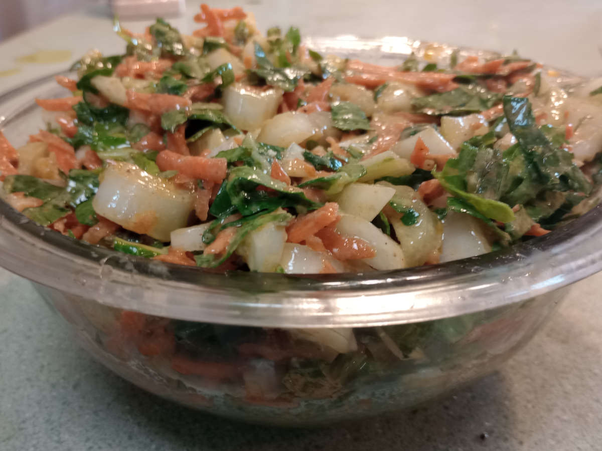 Bowl of bok choy coleslaw