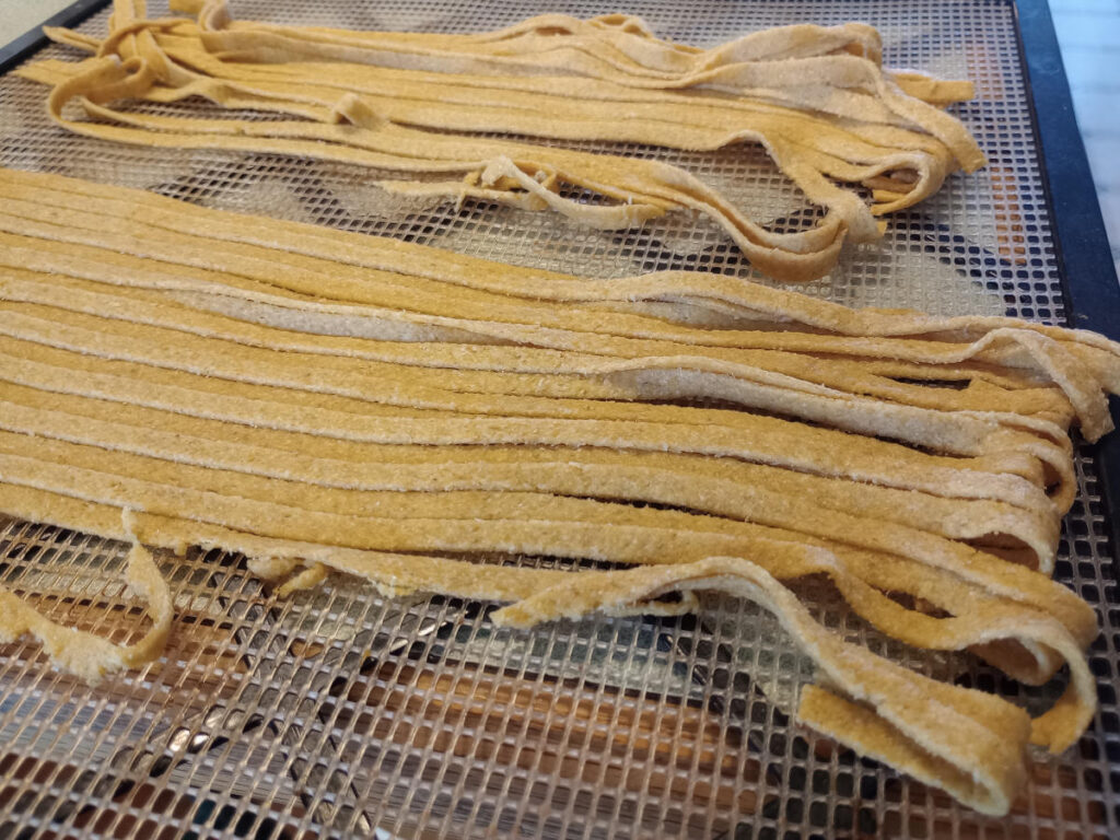 Fresh noodles resting before cooking